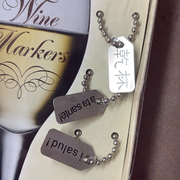 Boston Warehouse Silver Wine Glass Tags - Picture 2 of 4